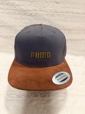 Puma Men's Two-Tone Snapback Cap - Gray & Brown Plate Logo